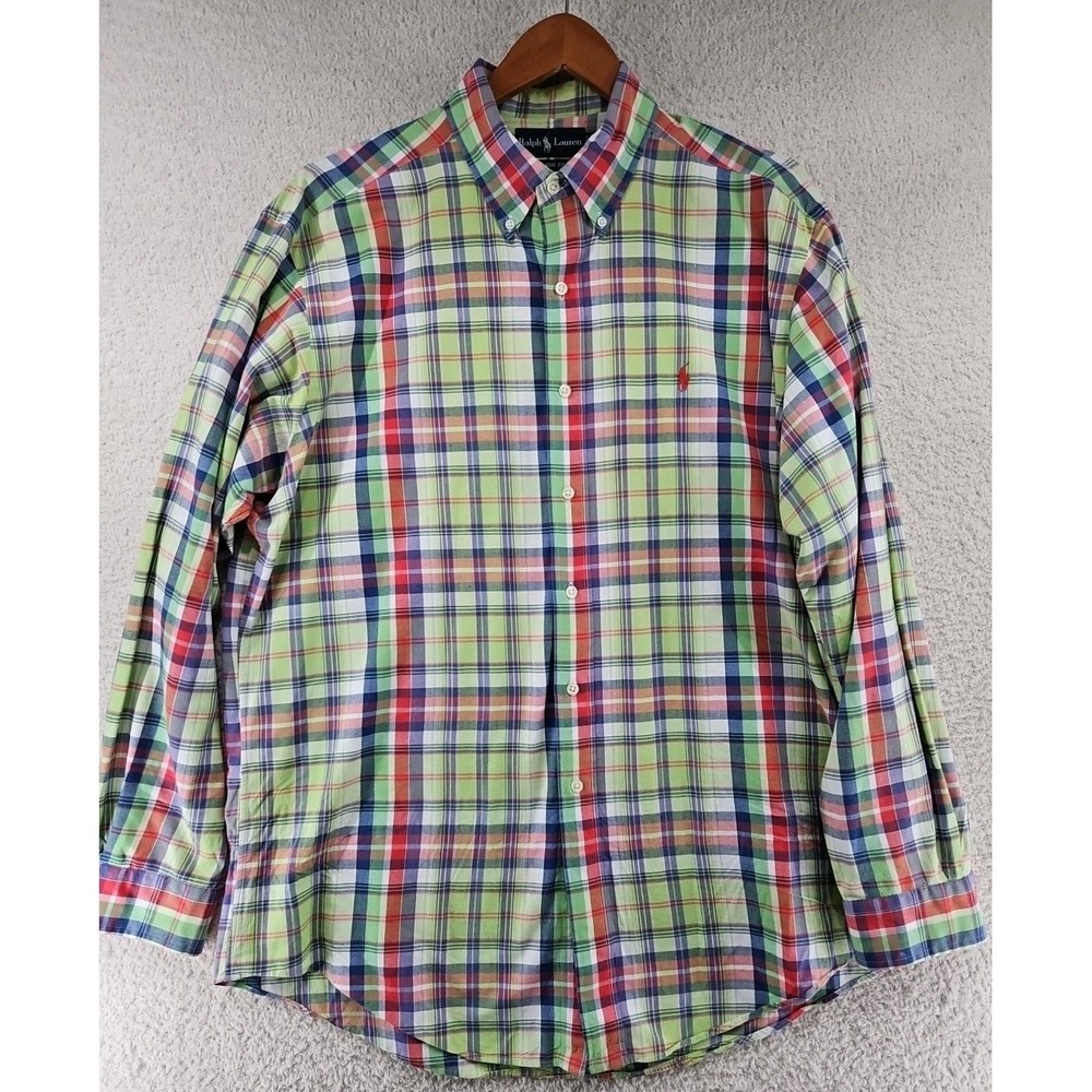 Polo Ralph Lauren Shirt Mens Size L Multicolor Button Down Classic Fit Plaid